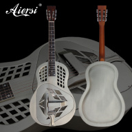 Aiersi A49-BCM Vintage Matt Chrome Plated Brass Body Tricone Resonator Guitar