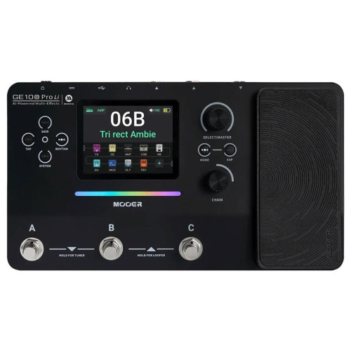 Mooer GE 100 PRO Li Guitar Multi FX Processor med AI-teknik och uppladdningsbart batteri